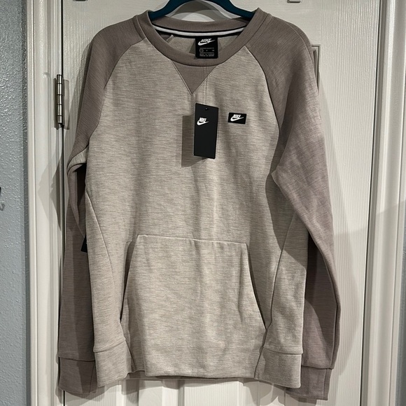 Nike Sportswear Optic Crew Pullover Sweatshirt Beige Men’s Size Small Casual NWT - Picture 1 of 9